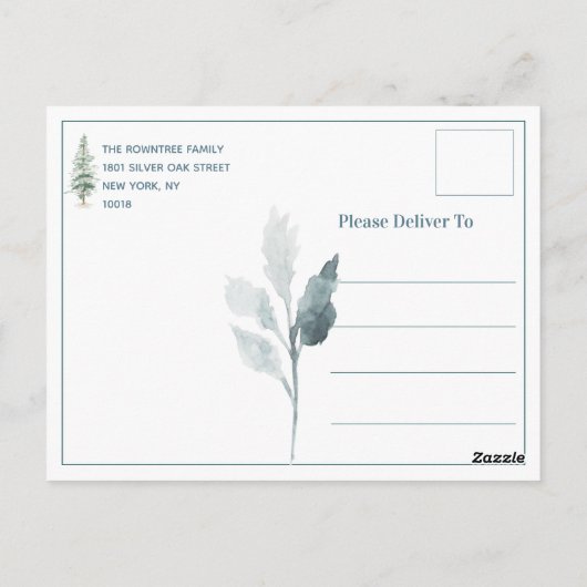 Carte Postale Solstice d'hiver Aquarelle Forêt paysage d'hiver (Dos)