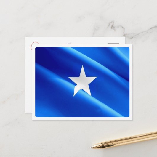 Carte Postale Somalie - Drapeau qui flotte - (Devant/Arrière en situation)