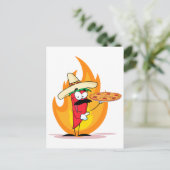 Carte Postale Sombrero Chile Pepper Holding Pizza (Debout devant)