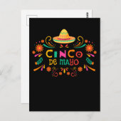 Carte Postale Sombrero Fiesta mexicaine Joyeux Cinco De Mayo (Devant / Derrière)