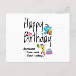 Carte Postale Someone I love quoi born today<br><div class="desc">Joyeux anniversaire. Someone I love quelque chose born today. Funny and cute Birthday design with lovely teddy bear holding a venft and a funny pencil writing the birthday wishes. Un match parfait pour clothing.</div>