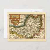 Carte Postale Somerset Comté Angleterre Ancien Atlas Antiquaire  (Devant / Derrière)