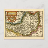 Carte Postale Somerset Comté Angleterre Ancien Atlas Antiquaire  (Devant)