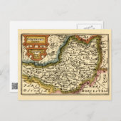 Carte Postale Somerset Comté Angleterre Ancien Atlas Antiquaire  (Devant / Derrière)