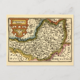 Carte Postale Somerset Comté Angleterre Ancien Atlas Antiquaire
