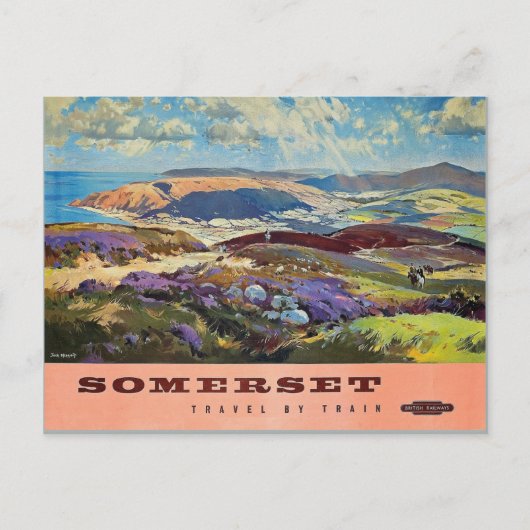 Carte Postale Somerset par une affiche de voyage en train (Devant)