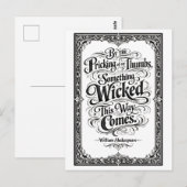 Carte Postale "Something Wicked This Way Comes" Shakespeare (Devant / Derrière)