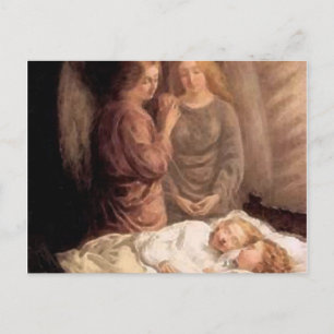Carte Postale Sommeil - Deux anges gardiens et enfants