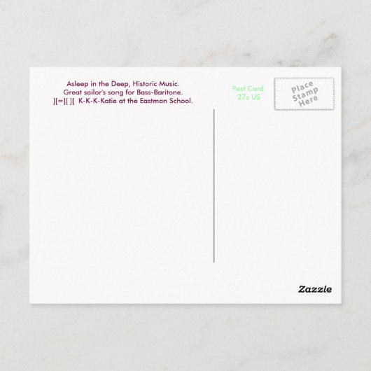 Carte Postale Sommeil en profondeur - Grande chanson nautique (Dos)