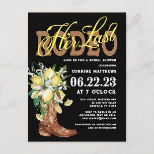 Carte Postale Son Dernier Rodeo Cowgirl Bottes Lemons Fête des m