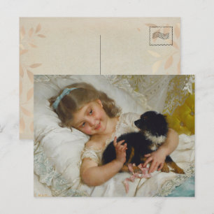 Carte Postale Son meilleur ami, petite fille avec un chien, Vint