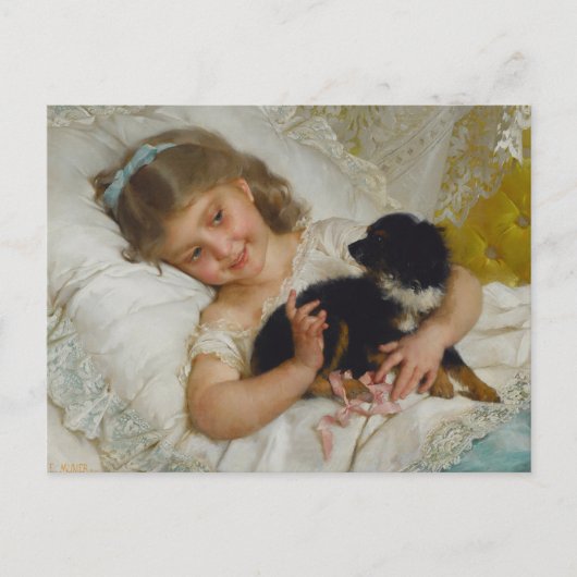 Carte Postale Son meilleur ami, petite fille avec un chien, Vint (Devant)