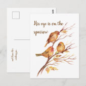 Carte Postale Son oeil est sur le Bruant, Citation d'oiseau Insp (Devant / Derrière)