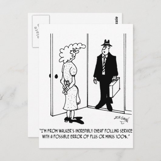 Carte Postale Sondage avec erreur possible de Plus ou moins 100% (Devant / Derrière)