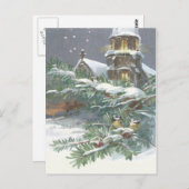 Carte Postale Songbird Église À feuillage persistant Croix chrét (Devant / Derrière)