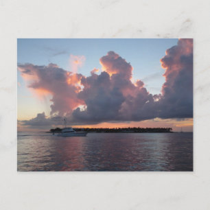 Carte Postale Sonnenuntergang am Meer mit Schiff