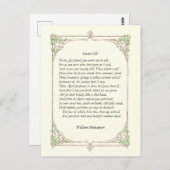 Carte Postale Sonnet # 104 par William Shakespeare (Devant / Derrière)
