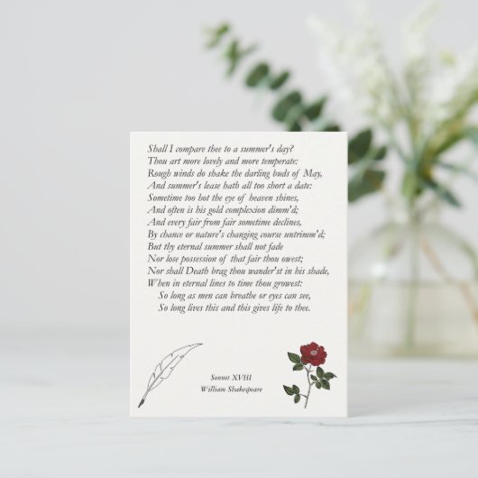 Carte Postale Sonnet # 18 par William Shakespeare (Debout devant)