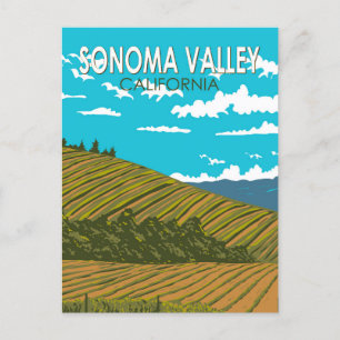 Carte Postale Sonoma Valley California Travel Art Vintage