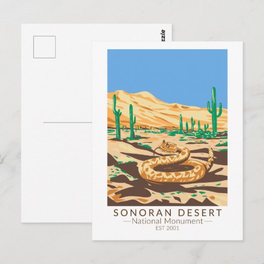 Carte Postale Sonoran Desert National Monument Rattlesnake Rétro (Devant / Derrière)