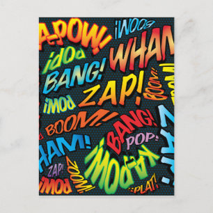 Carte Postale Sons d'art pop de bande dessinée rétro amusants