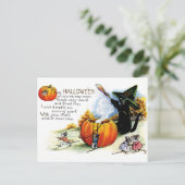 Carte Postale sorcellerie de chat noir d'Halloween (Debout devant)