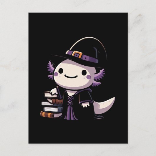 Carte Postale Sorcier Axolotl - Halloween Mignon (Devant)