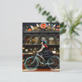 Carte Postale Sorcière à vélo (Debout devant)