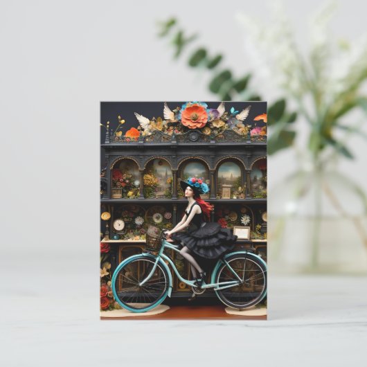 Carte Postale Sorcière à vélo (Debout devant)