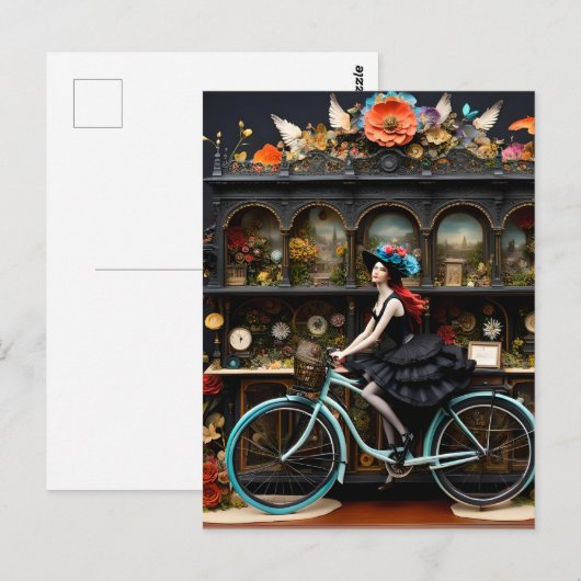 Carte Postale Sorcière à vélo (Devant / Derrière)