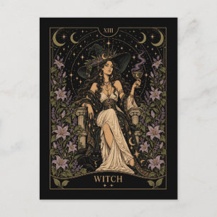 Carte Postale Sorcière, Art de Tarot sous les Étoiles