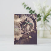 Carte Postale Sorcière Art nouveau sous arbre w Chat Frog Salle (Debout devant)