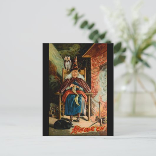 Carte Postale Sorcière au foyer (Debout devant)