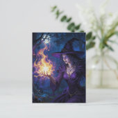 Carte Postale Sorcière avec magick de feu (Debout devant)