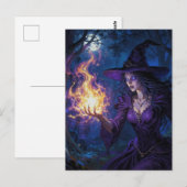 Carte Postale Sorcière avec magick de feu (Devant / Derrière)