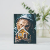 Carte Postale Sorcière avec pain d'épices Maison dans Fairy Tale (Debout devant)