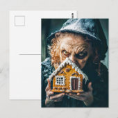 Carte Postale Sorcière avec pain d'épices Maison dans Fairy Tale (Devant / Derrière)