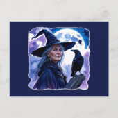 Carte Postale Sorcière avec un corbeau - Halloween Fun 1 (Devant)