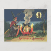 Carte Postale Sorcière Cauldron Chat Bat Noir (Devant)