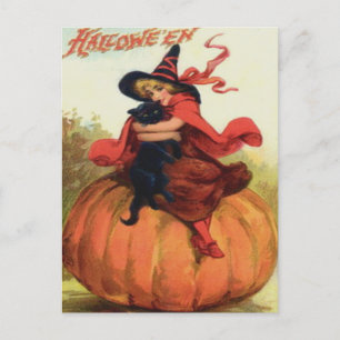 Carte Postale Sorcière & Chat noir
