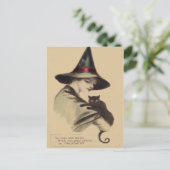 Carte Postale Sorcière Chat Noir Souriant Heureux (Debout devant)