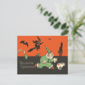 Carte Postale Sorcière Chien Clown Chauve-Souris Chat Noir Squel (Debout devant)