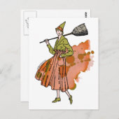 Carte Postale Sorcière citrouille d'Halloween (Devant / Derrière)