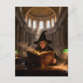 Carte Postale Sorcière dans la bibliothèque  (Devant)