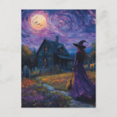 Carte Postale Sorcière dans la nuit (Devant)