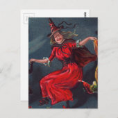 Carte Postale Sorcière dansante d'Halloween (Devant / Derrière)
