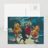 Carte Postale Sorcière dansante Jack O' Lantern Monstre Chat noi (Devant / Derrière)