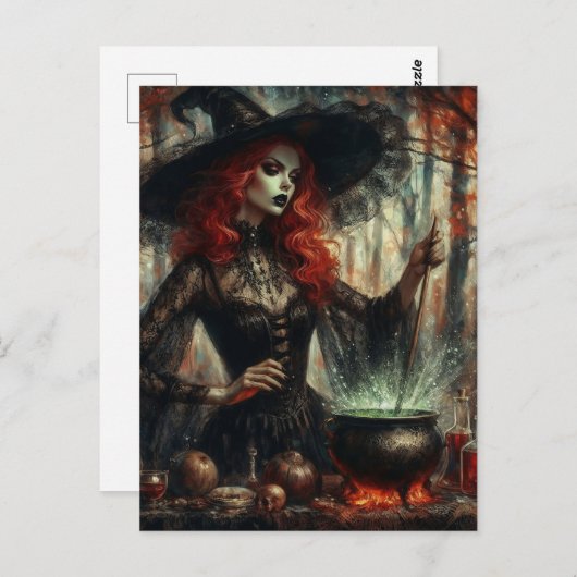 Carte Postale Sorcière d'automne (Devant / Derrière)