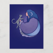 Carte Postale Sorcière de chat de déesse de lune (Devant)
