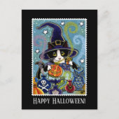 Carte Postale Sorcière de chat personnalisée "Odeur d'Halloween" (Devant)